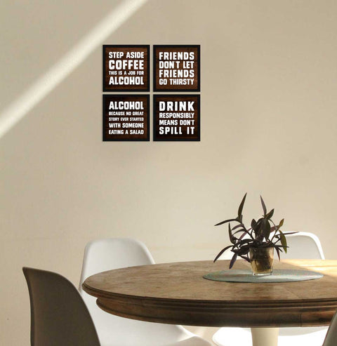 Best Drinking Quirky Quotes Wall Frames, Set of 4, AXS4-10x10-103