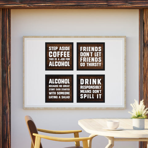 wine whiskey drinking quotes framed