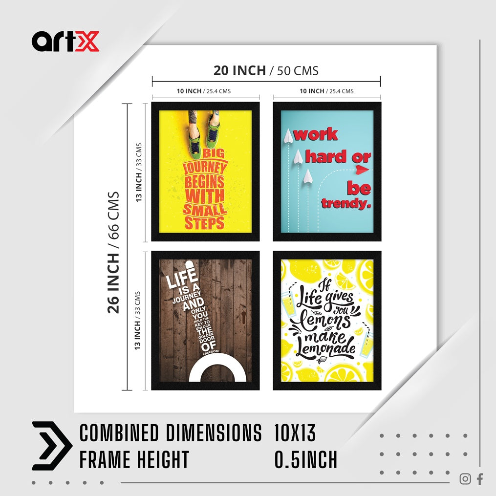Work Hard Or Be Trendy Motivational Quote Wall Frames, Inspirational,– ArtX
